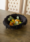 Fringed Skirt Black Decorative Karakul Wool and Mohair Bowl 1