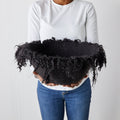 Fringed Skirt Black Decorative Karakul Wool and Mohair Bowl 2