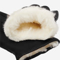 Francesca (black) - Italian lambskin leather gloves with white rabbit fur lining 4