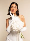 Gabriella (white) - Italian unlined 12-button length leather bridal / opera gloves 1