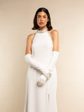 Gabriella (white) - Italian unlined 12-button length leather bridal / opera gloves 2