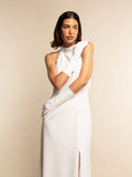 Gabriella (white) - Italian unlined 6-button length leather bridal / opera gloves 3
