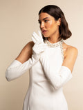 Gabriella (white) - Italian unlined 16-button length leather bridal / opera gloves 3