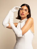 Gabriella (white) - Italian unlined 12-button length leather bridal / opera gloves 3