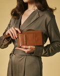 Giada (cognac) - Italian women's crossbody phone wallet with shoulder strap 4