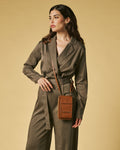Giada (cognac) - Italian women's crossbody phone wallet with shoulder strap 5