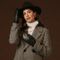Gianetta (black) - Italian lambskin mittens with luxurious lambswool lining 6