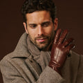 Giovanni (brown) - Classic Italian lambskin leather gloves with cashmere lining 1