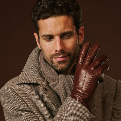 Giovanni (brown) - Classic Italian lambskin leather gloves with cashmere lining, by Leather Gloves Online