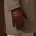 Giovanni (brown) - Classic Italian lambskin leather gloves with cashmere lining 10