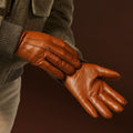 Giovanni (cognac) - Classic Italian lambskin leather gloves with cashmere lining 8