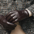 Giovanni (dark brown) - Classic Italian lambskin leather gloves with cashmere lining 9