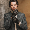 Giovanni (brown) - Classic Italian lambskin leather gloves with cashmere lining & touchscreen feature 2