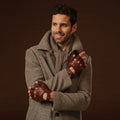 Giuseppe (brown) - Italian lambskin fingerless leather driving gloves 3