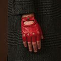 Giuseppe (red) - Italian lambskin fingerless leather driving gloves 1