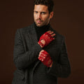 Giuseppe (red) - Italian lambskin fingerless leather driving gloves 8