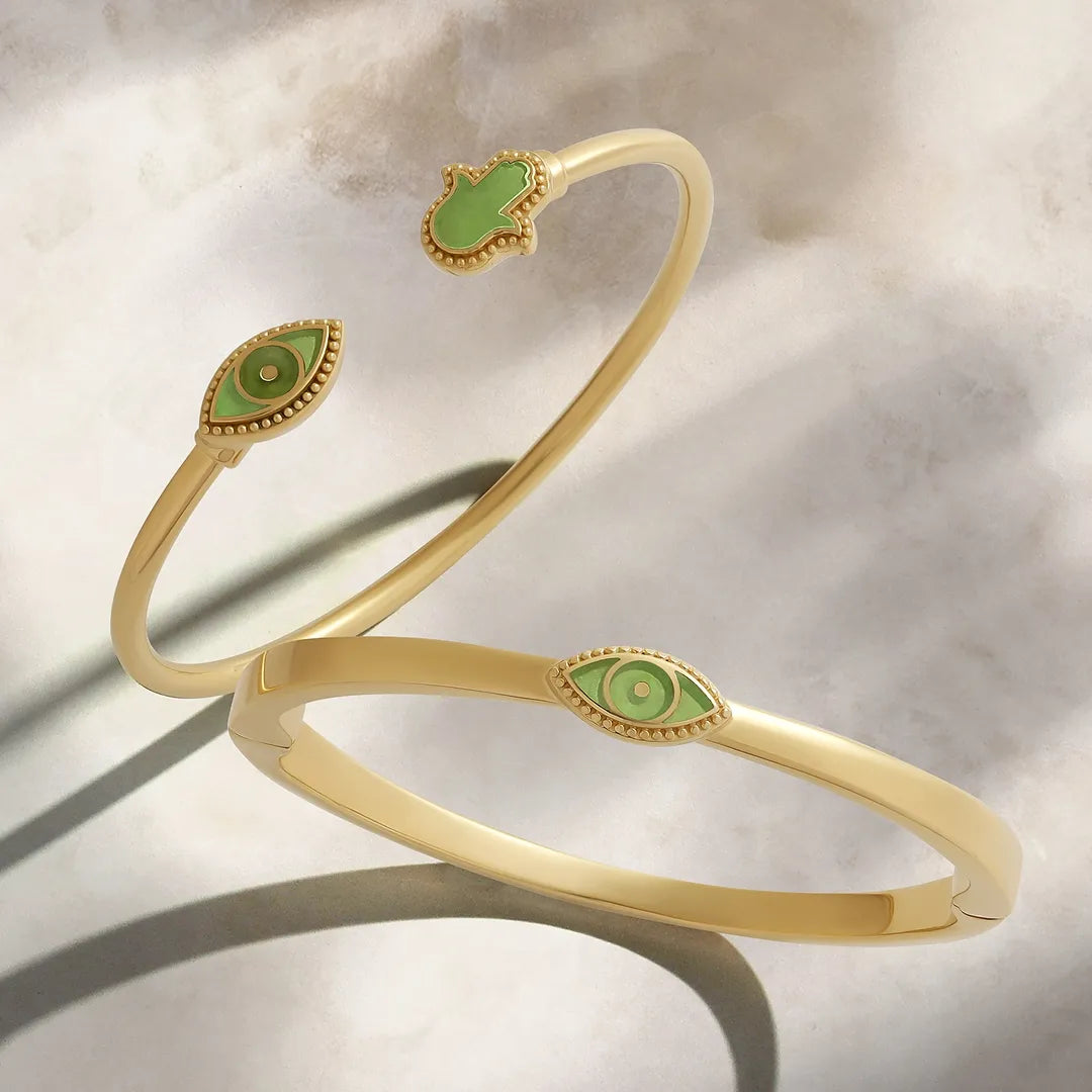 Eternal Shield Jade Evil Eye & Hamsa Cuff