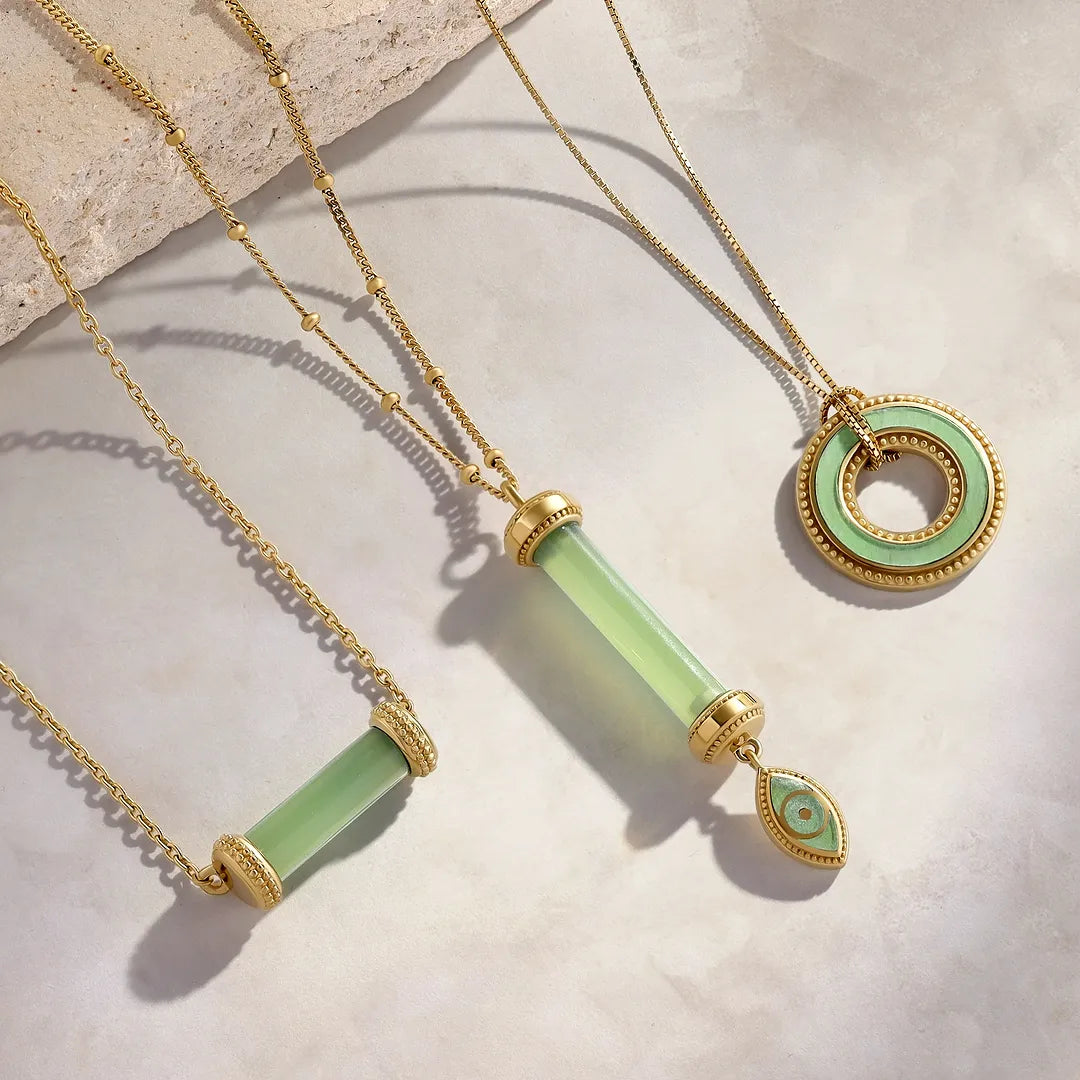 Guardian Spirit Jade Evil Eye Gold Necklace