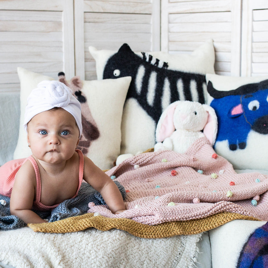Felted Wool Zebra Throw Pillow