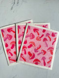 Pink Mushroom Swedish Dish Cloth Set of 3 2