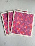 Purple Mushroom Swedish Dish Cloth Set of 3 2