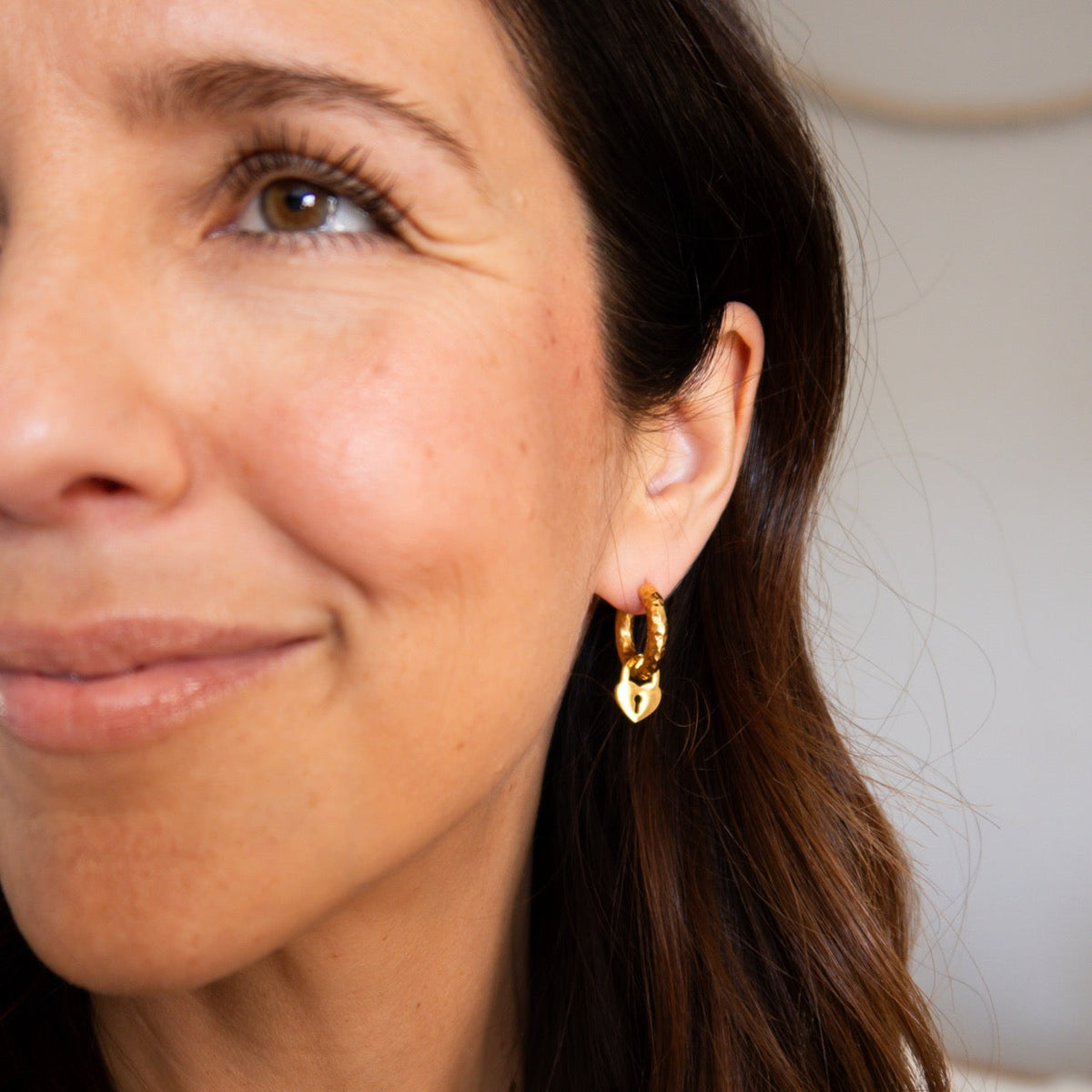 Hammered Chunky Rounded Huggie Hoop Earrings