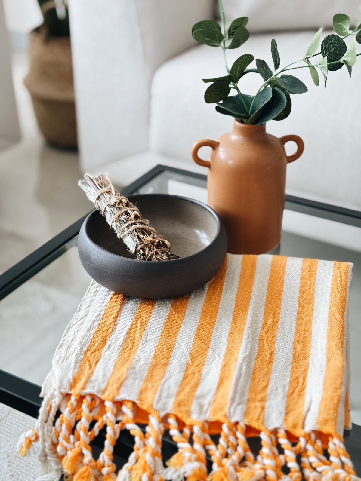 Girit Yellow Cotton Linen Towel