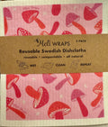 Pink Mushroom Swedish Dish Cloth Set of 3 3