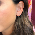 Turquoise Rectangle Huggie Hoop Earrings 9