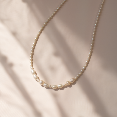 MAMA Morse Code Pearl Necklace, by Nolia Jewelry