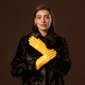 Isabella (yellow) - Italian lambskin leather gloves with luxurious cashmere lining 6
