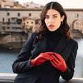 Isabella (red) - Italian lambskin leather gloves with cashmere lining & touchscreen feature 7
