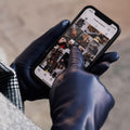 Isabella (navy) - Italian lambskin leather gloves with cashmere lining & touchscreen feature 2