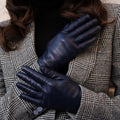 Isabella (navy) - Italian lambskin leather gloves with cashmere lining 2