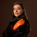 Isabella (orange) - Italian lambskin leather gloves with luxurious cashmere lining 2