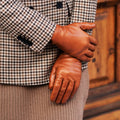 Isabella (cognac) - Italian lambskin leather gloves with cashmere lining & touchscreen feature 7