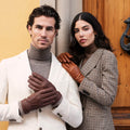 Sofia (cognac) - Italian lambskin leather gloves with silk lining 4