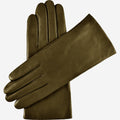 Isabella (green) - Italian lambskin leather gloves with luxurious cashmere lining 1