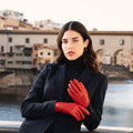 Isabella (red) - Italian lambskin leather gloves with cashmere lining & touchscreen feature 9