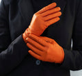 Sofia (orange) - Italian lambskin leather gloves with silk lining 3
