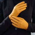 Sofia (golden rod) - Italian lambskin leather gloves with silk lining 2