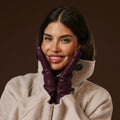 Isabella (eggplant) - Italian lambskin leather gloves with cashmere lining 10