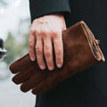 Jack (brown) – Suede leather gloves with luxurious sheep fur lining 5