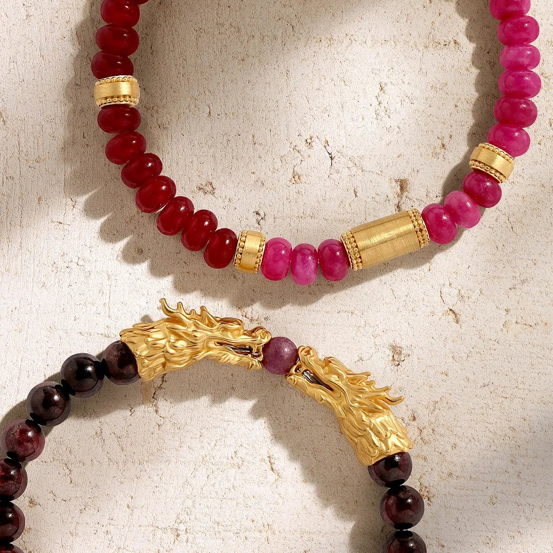 Harmonized Flow Garnet & Rhodolite Gold Bracelet