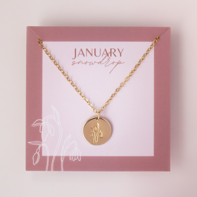 January Birth Flower Necklace • Snowdrop