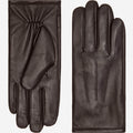 Julian (dark brown) - Classic sheepskin leather gloves with warm fleece lining and touchscreen feature 1