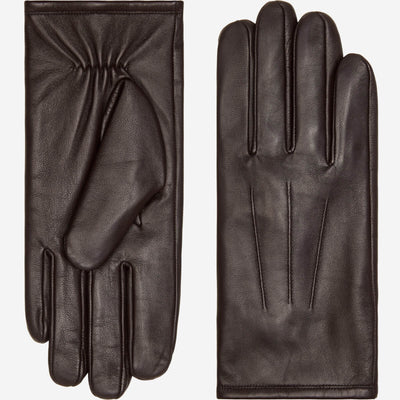 Julian (dark brown) - Classic sheepskin leather gloves with warm fleece lining and touchscreen feature, by Leather Gloves Online