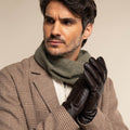 Julian (dark brown) - Classic sheepskin leather gloves with warm fleece lining and touchscreen feature 5