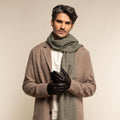 Julian (dark brown) - Classic sheepskin leather gloves with warm fleece lining and touchscreen feature 2
