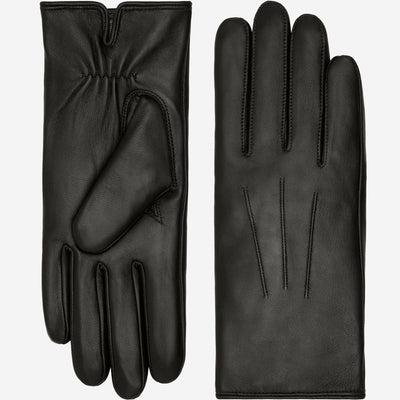 Julietta (black) - Lambskin leather gloves with plush rabbit fur lining and touchscreen feature, by Leather Gloves Online